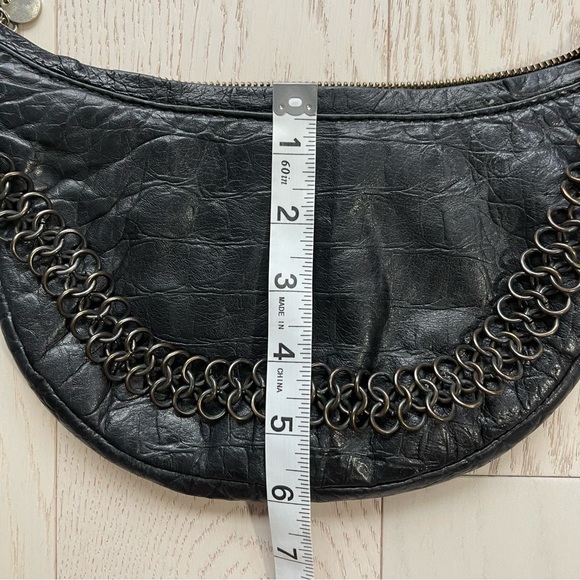 Santesteban half moon shape genuine leather & chain mini shoulder bag purse - Picture 6 of 13
